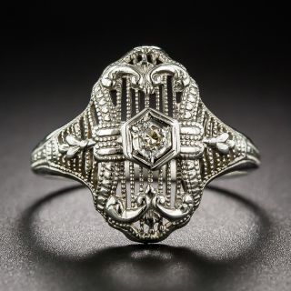 14K White Gold Filigree Dinner Ring