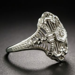 14K White Gold Filigree Dinner Ring
