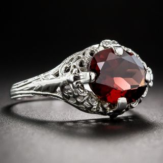 14K White Gold Garnet Ring