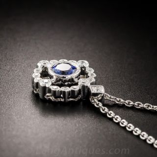 14K White Gold Sapphire and Diamond Pendant