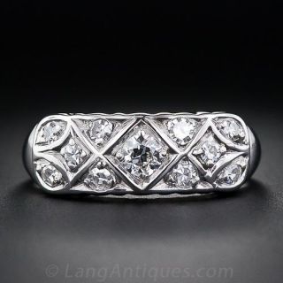 14K Wide Diamond Wedding Band