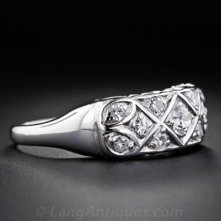 14K Wide Diamond Wedding Band