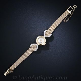 14k Yellow Gold and Diamond Bracelet Watch