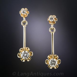 14K Yellow Gold Diamond Drop Earrings
