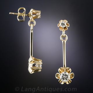 14K Yellow Gold Diamond Drop Earrings