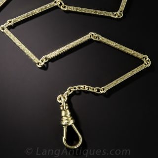14K Yellow Gold Engraved Watch Chain/Necklace