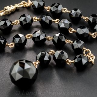 14K Yellow Gold, Faceted Onyx Watch Chain / Bracelet