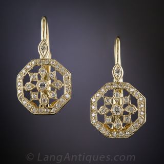 14K Yellow Gold Floral Earrings