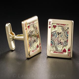 14K Yellow Gold "King of Hearts" Cufflinks