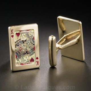 14K Yellow Gold "King of Hearts" Cufflinks