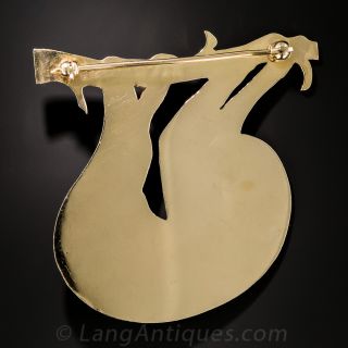 14K Yellow Gold Sloth Brooch