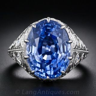 15.42 Carat No-Heat Ceylon Oval Sapphire and Diamond Ring - 1