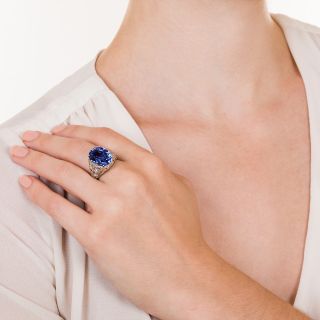 15.42 Carat No-Heat Ceylon Oval Sapphire and Diamond Ring