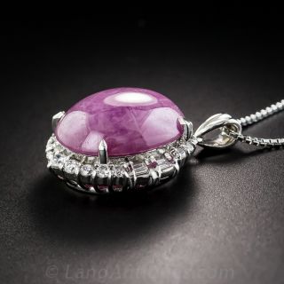 15.60 Carat Natural No-Heat Star Ruby and Diamond Platinum Pendant