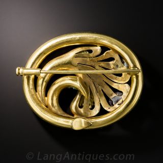 English Victorian Blue Enamel Brooch