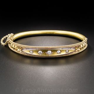 15CT English Victorian Diamond Bangle Bracelet