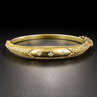 15ct English Victorian Diamond Bangle Bracelet