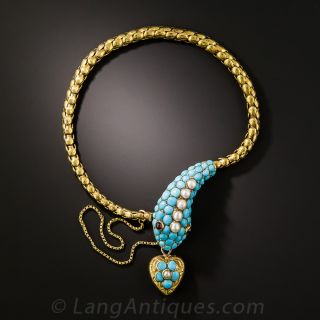 15ct Victorian Turquoise Snake Bracelet