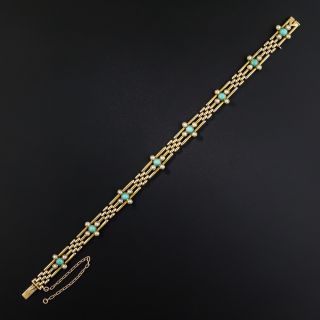 15K English Turquoise and Seed Pearl Bracelet