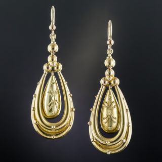 15K English Victorian Dangle Earrings - 2