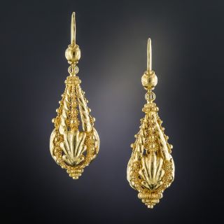 15K English Victorian Dangle Earrings