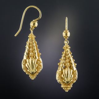 15K English Victorian Dangle Earrings