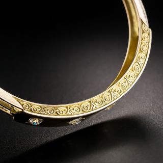 15K English Victorian Diamond Bangle Bracelet
