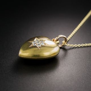 15K English Victorian Heart Locket with Diamonds