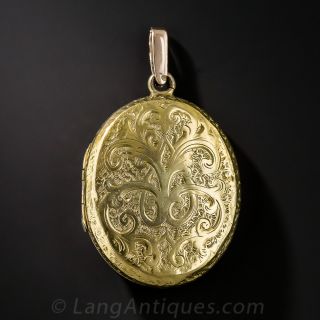 15K Engraved Oval Locket