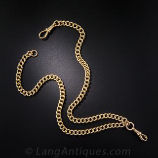 15K Rose Gold English Watch Chain Necklace