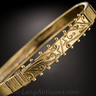 15K Victorian Etruscan Bangle Bracelet