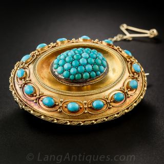 15K Victorian Turquoise Brooch Locket