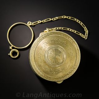15K Yellow Gold Pill Box and Chain