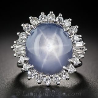 16 Carat Star Sapphire and Diamond Ring