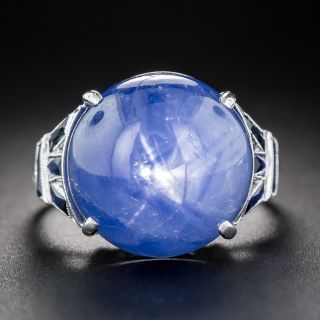 18.70 Carat Star Sapphire Art Deco Ring - 8