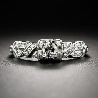 .18 Carat Art Deco Diamond Engagement Ring in 18K White Gold