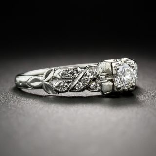 .18 Carat Art Deco Diamond Engagement Ring in 18K White Gold