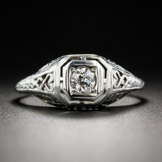 .18 Carat Diamond 18k White Gold Art Deco Solitaire by Belais 