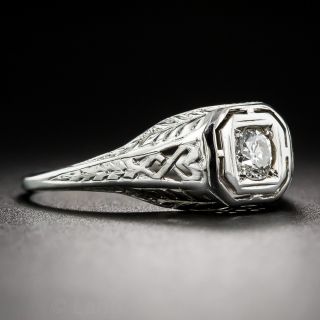 .18 Carat Diamond 18k White Gold Art Deco Solitaire by Belais 