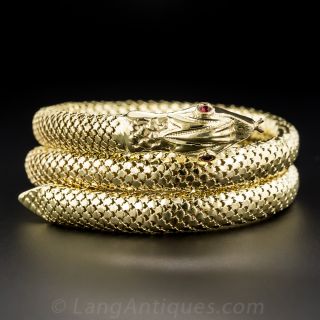 18 Karat Coiled Snake Bracelet