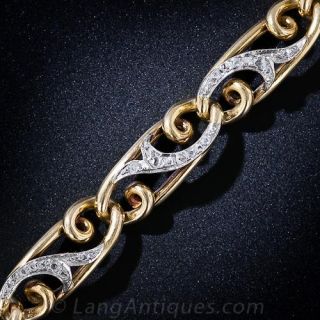 18 Karat Gold and Diamond French Bracelet Circa 1900 