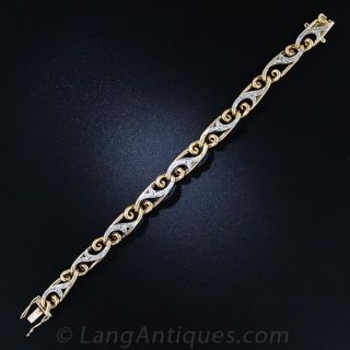 18 Karat Gold and Diamond French Bracelet Circa 1900 