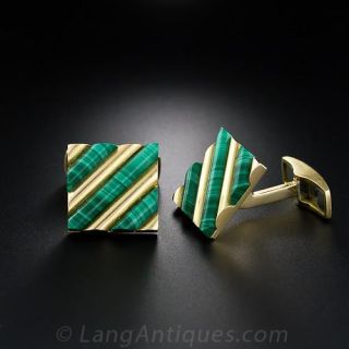 18 Karat Malachite Cufflinks