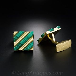 18 Karat Malachite Cufflinks