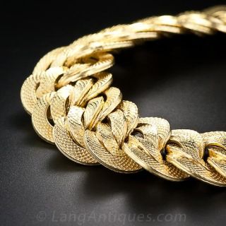 18 Karat Textured Gold Link Necklace