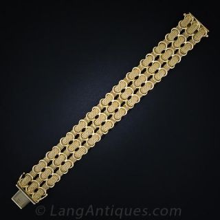 18 Karat Triple Strand Mesh Bracelet