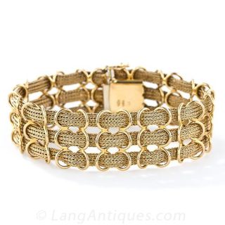 18 Karat Triple Strand Mesh Bracelet