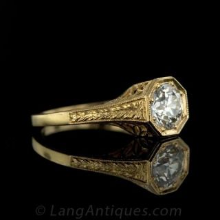18 Karat Yellow Gold Edwardian Style .95 Carat Diamond Ring