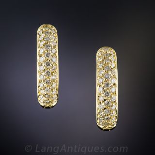 18 Karat Yellow Gold Estate Diamond Half Hoops