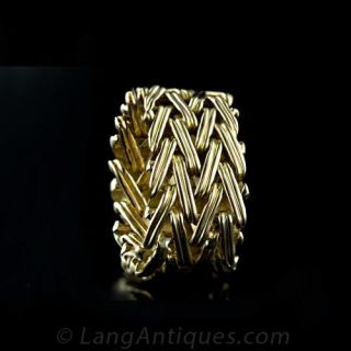 18 Karat Yellow Gold Flexible Woven Ring Main View